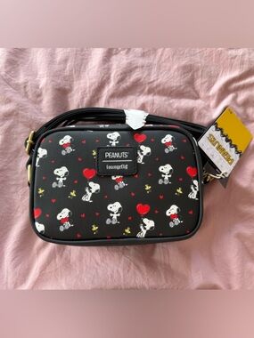 Loungefly Peanuts Snoopy & Woodstock Red Hearts Camera Crossbody